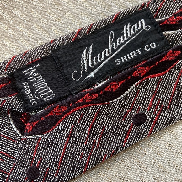 Vintage Manhattan Shirt Co., Men’s Skinny Tie -black, red and white - Picture 6 of 6